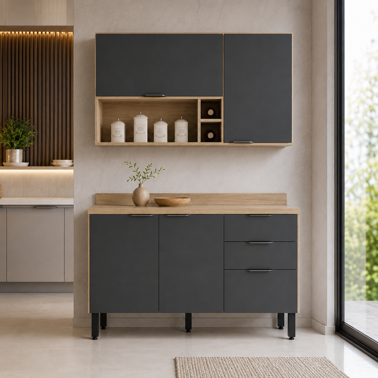 Cozinha Compacta 5 Portas 2 Gavetas Firenze Demóbile