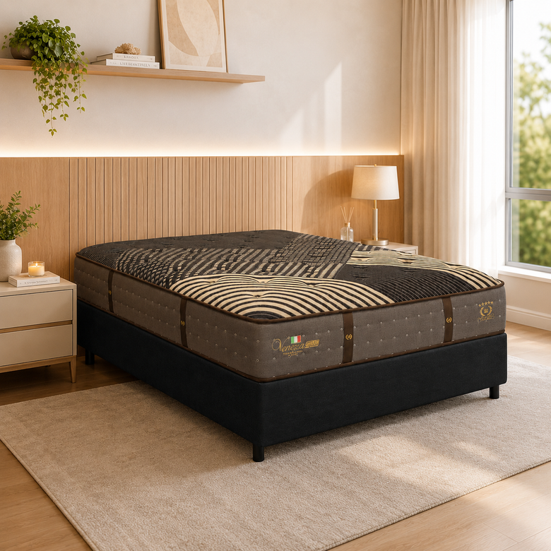 Cama Box Casal (Colchão + Base) Molas Ensacadas Veneza II Gazin