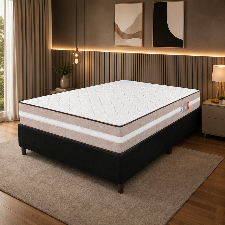 Cama Box Casal (Colchão + Base) 138x188 Ortopédico Gold Premium Reconflex