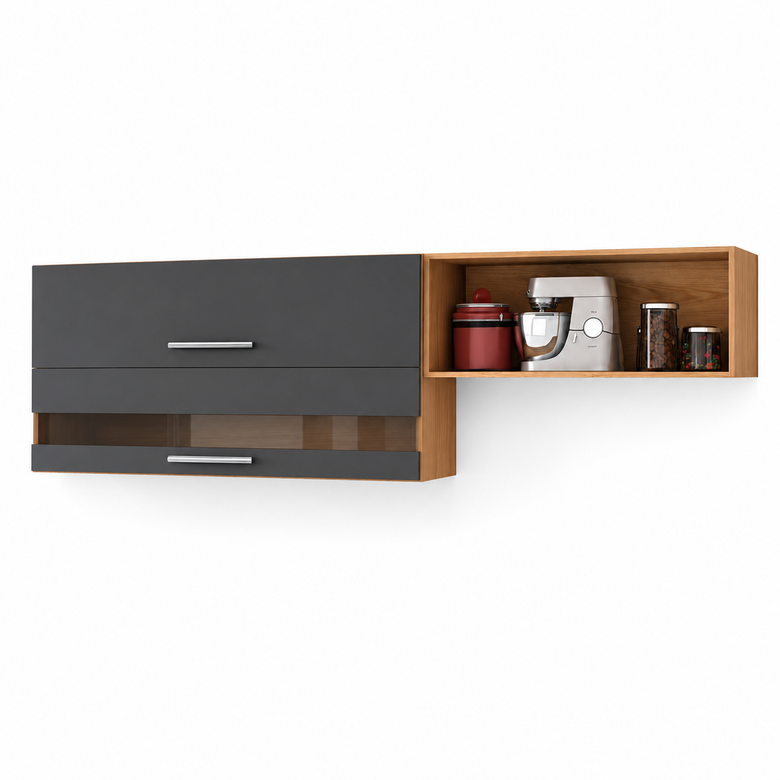 Armário Aéreo Duplo 100% MDF 2 Portas 200Cm Carménère Ronipa