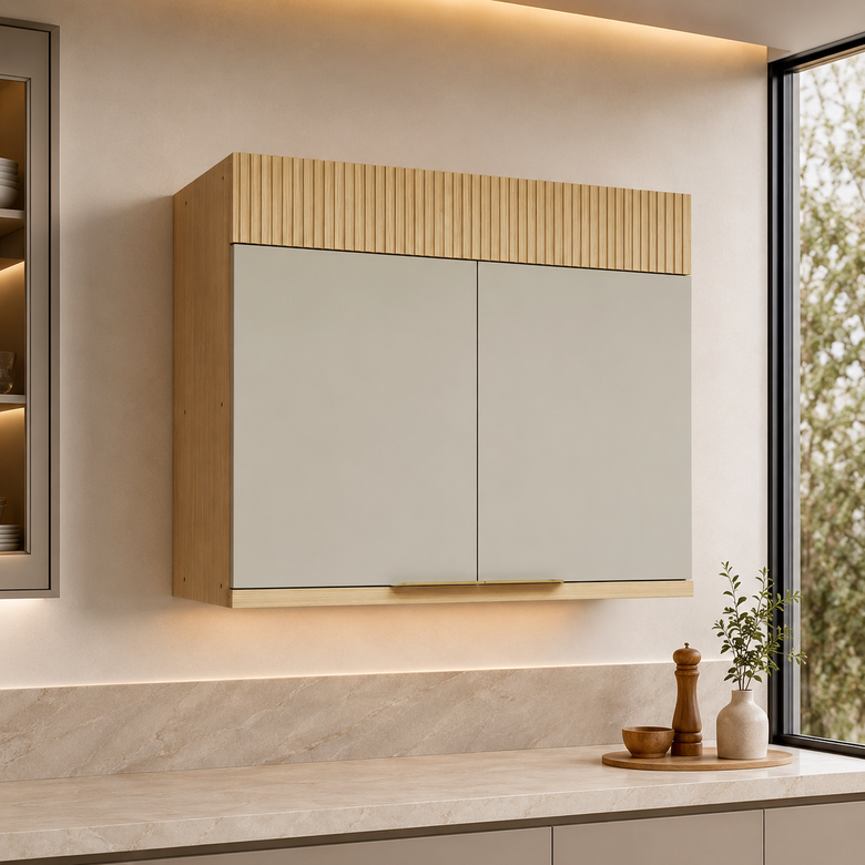Armário Aéreo 100% MDF 2 Portas 80cm Realeza Nesher