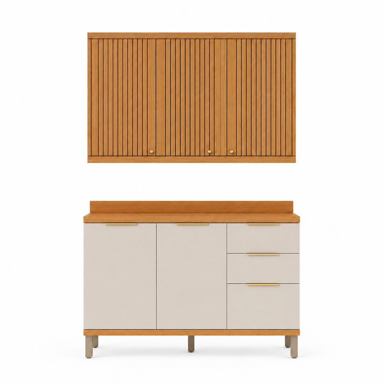 Cozinha Compacta MDF 5 Portas 3 Gavetas Sauvignon Ronipa