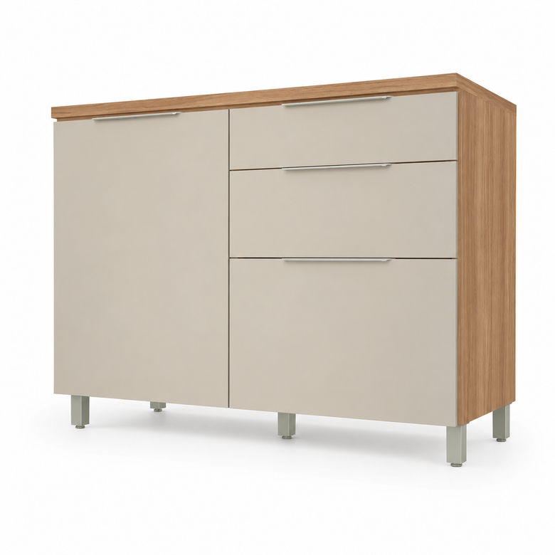 Balcão de Cozinha 120cm 1 Porta 3 Gavetas Marquesa Nesher