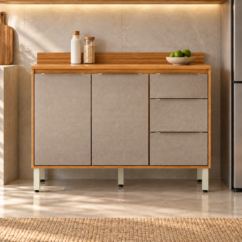 Balcão Para Cozinha 120cm 100% MDF Plena Demóbile