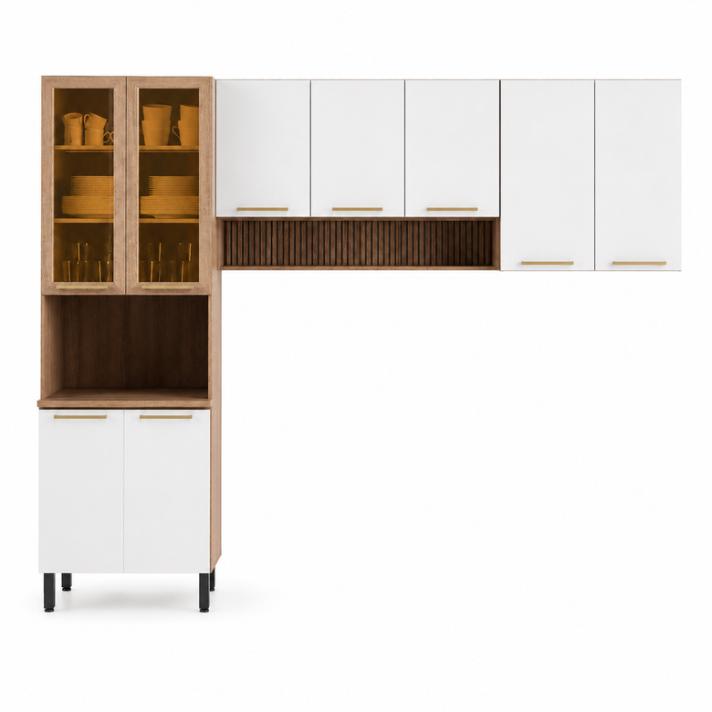 Cozinha Modulada 3 Peças 9 Portas Avelã Telasul