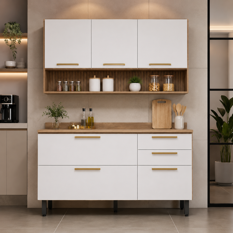 Cozinha Compacta Avelã 6 Portas 2 Gavetas Telasul