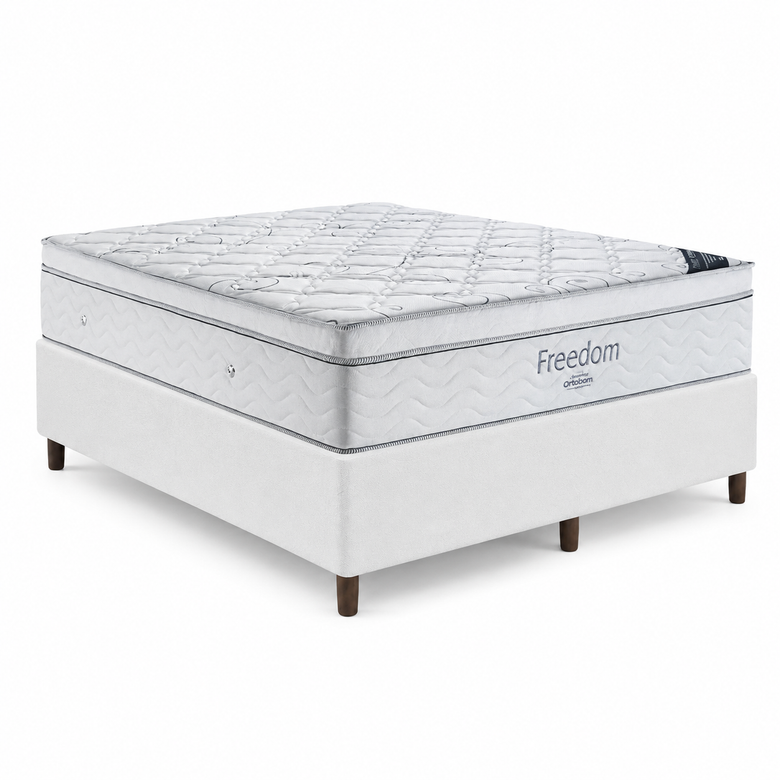 Cama Box Casal (Colchão + Base) 138x188x62 Molas Ensacadas Ortobom