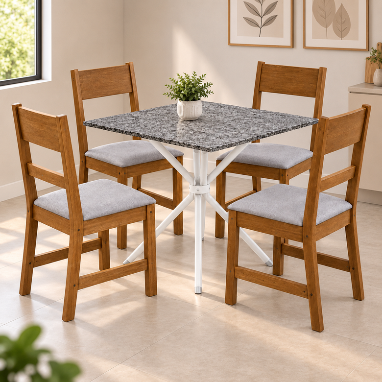 Conjunto De Mesa De Jantar Ciplafe Com 4 Cadeiras Indekes