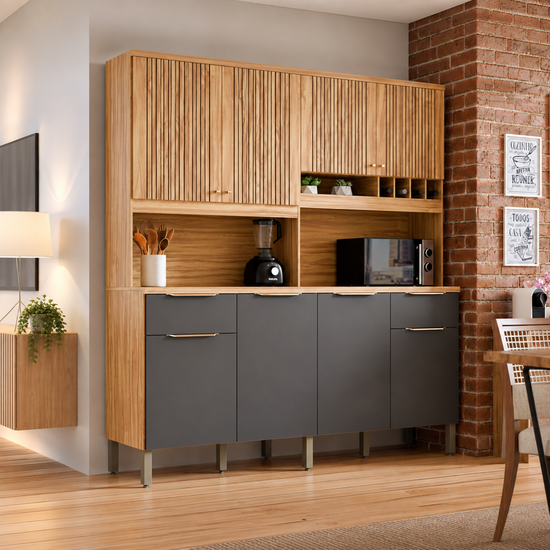 Cozinha Compacta 100% MDF 8 Portas 2 Gavetas Concord Ronipa