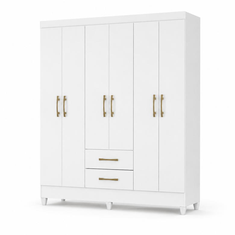 Guarda-Roupa Casal 6 Portas 2 Gavetas Panamá Moval