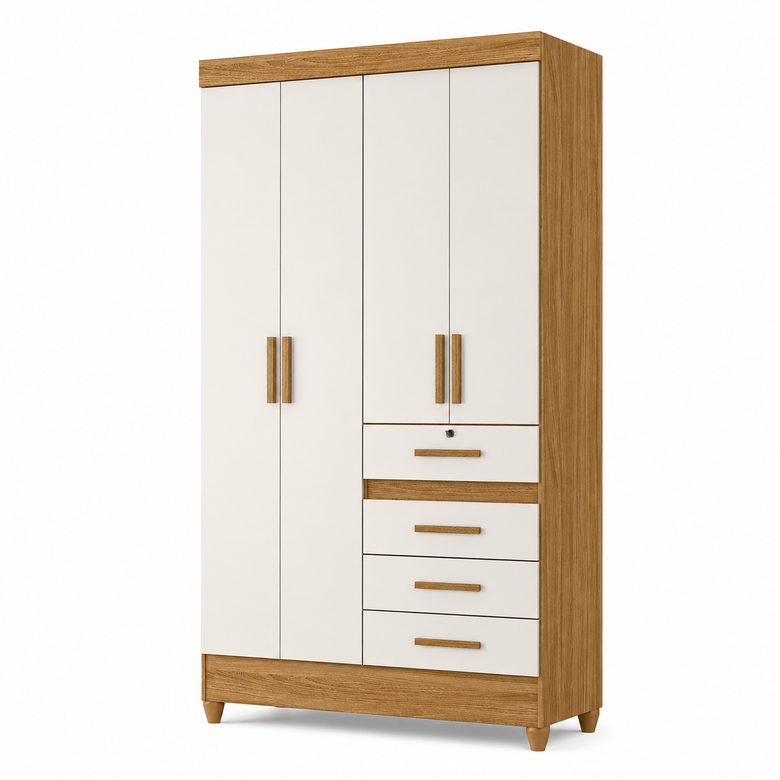 Guarda-Roupa De Solteiro Sobral 4 Portas 4 Gavetas Moval
