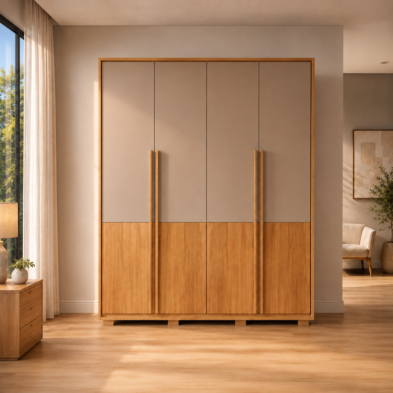 Guarda-Roupa Solteiro 100% MDF 4 Portas 3 Gavetas Francis Caemmun