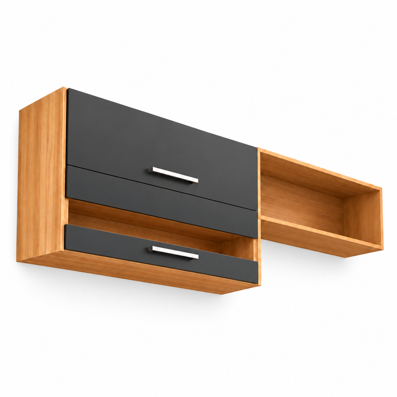 Armário Aéreo Duplo 100% MDF 2 Portas 200Cm Carménère Ronipa