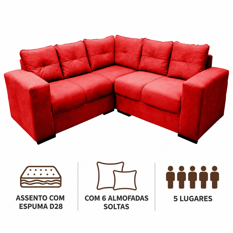 Sofá De Canto 5 Lugares Athena Masterflex