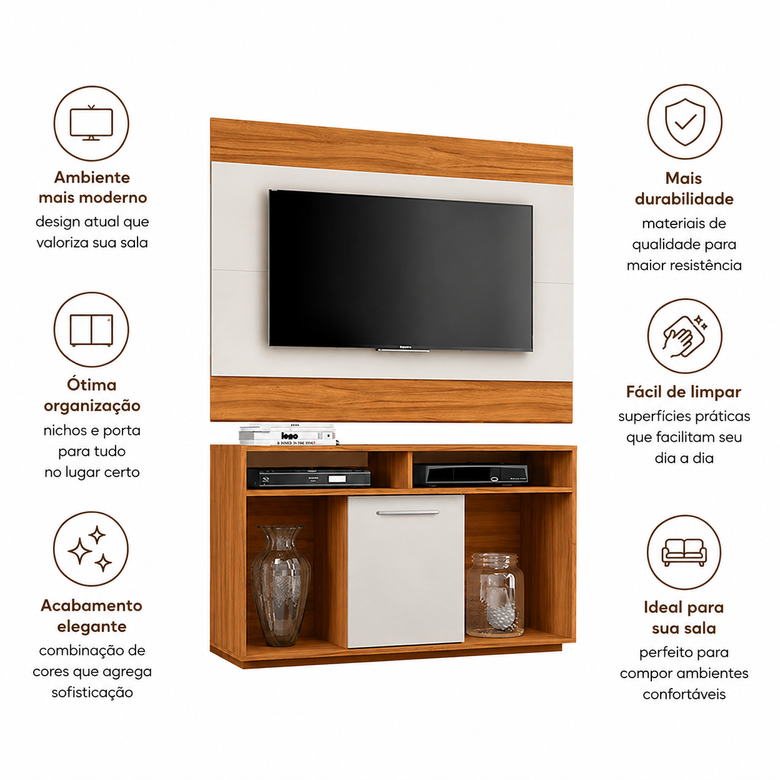 Conjunto Rack Com Painel Para TV até 43" Show Notável Móveis