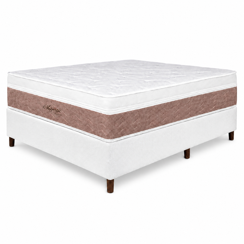 Cama Box Casal (Base + Colchão) Majestic Design