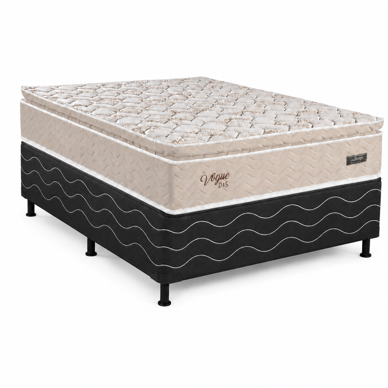 Cama Box Casal (Base + Colchão) Vogue Ouro Design
