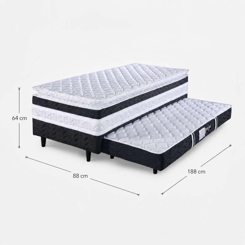 Cama Box Com Auxiliar 2 em 1 88x188 Ouro Design