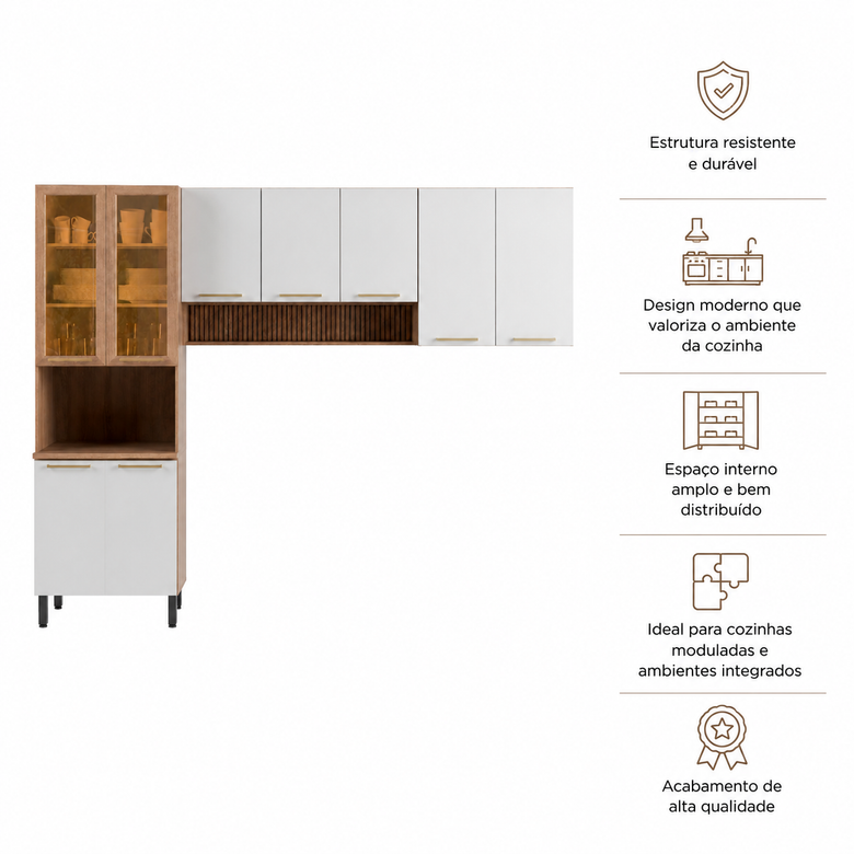 Cozinha Modulada 3 Peças 9 Portas Avelã Telasul