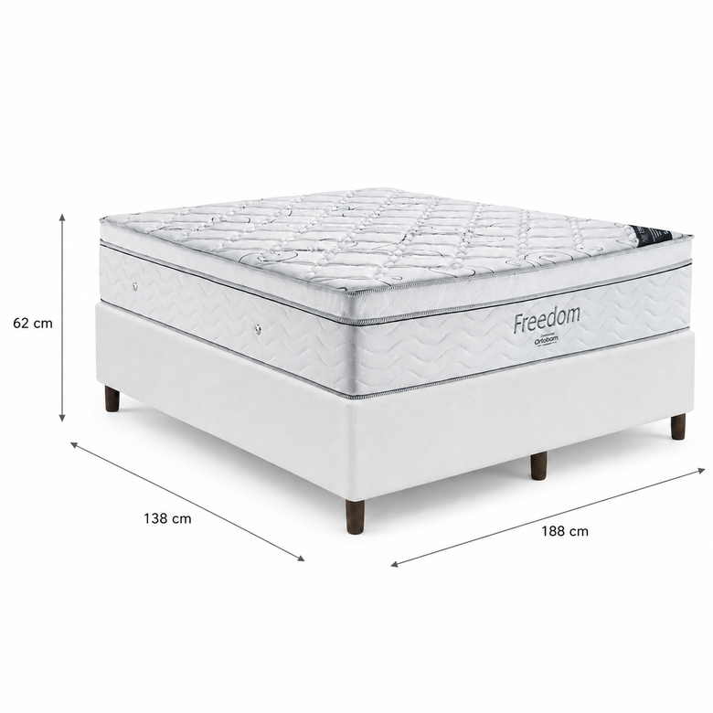 Cama Box Casal (Colchão + Base) 138x188x62 Molas Ensacadas Ortobom