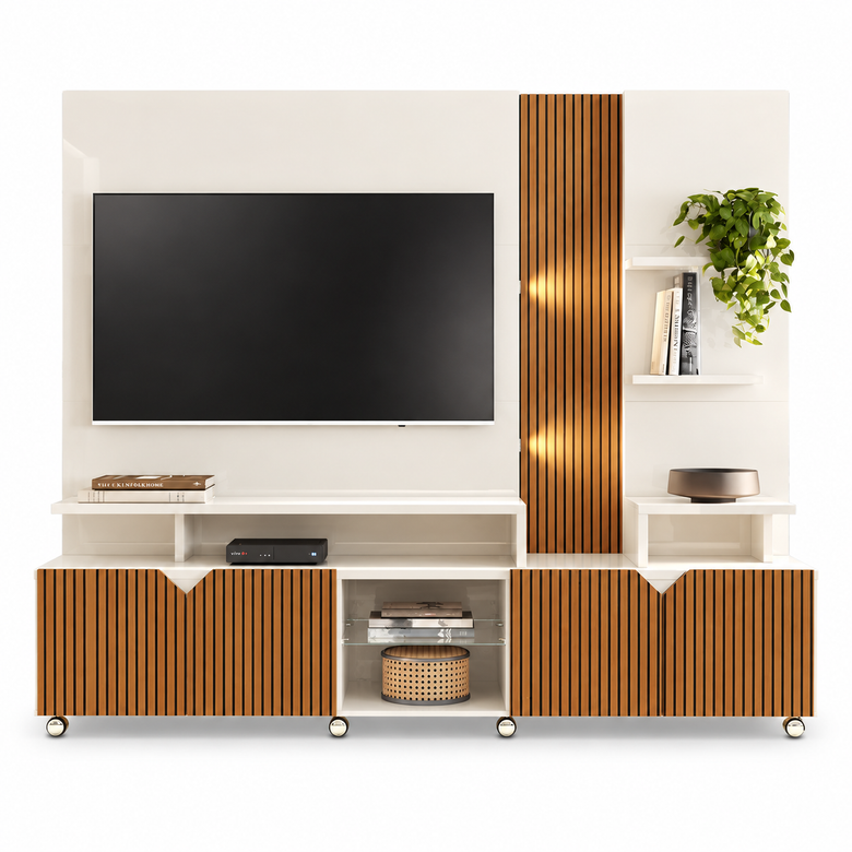 Home Para Tv Até 55" Ripada 3D Cross Lukaliam