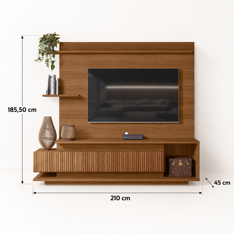 Home Para TV 65" Ripado 3D 2 Portas Istambul Lukaliam