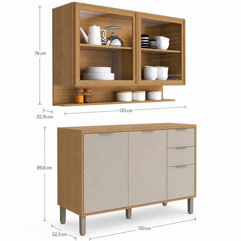 Cozinha Compacta MDF 5 Portas 2 Gavetas Colors Kits Paraná