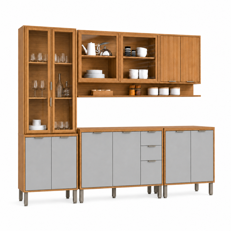 Cozinha Modulada 5 Peças 2 Gavetas 13 Portas Colors Kits Paraná