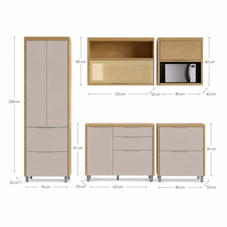 Cozinha Modulada MDF 6 Portas 6 Gavetas Marquesa Nesher
