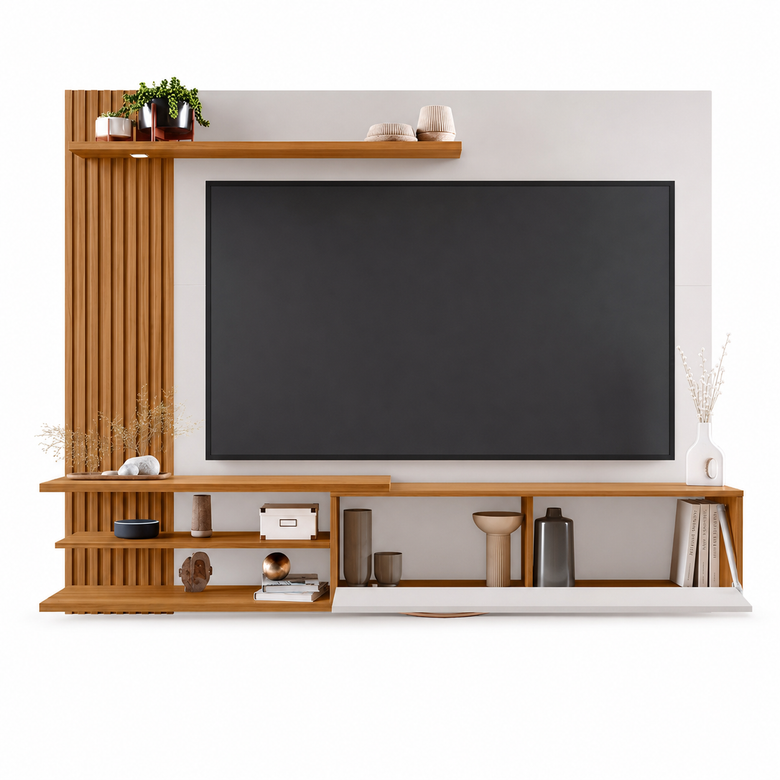 Painel Para TV Até 65" Com LED Ripado NT1355 Notável Móveis