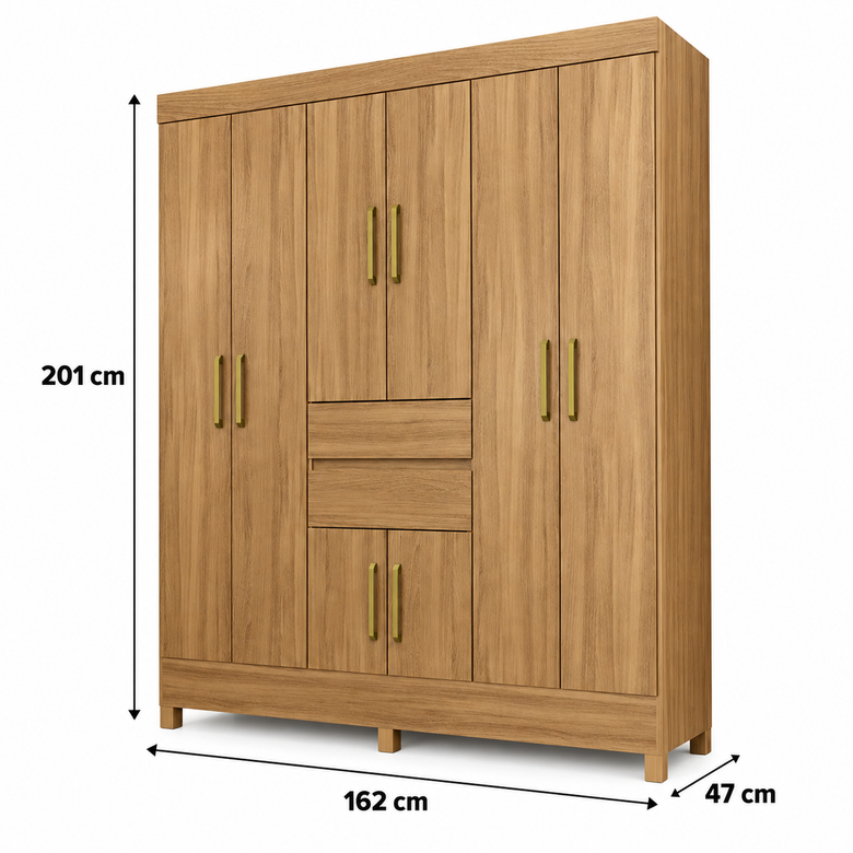 Guarda Roupa Casal 8 Portas 2 Gavetas Munique Demóbile