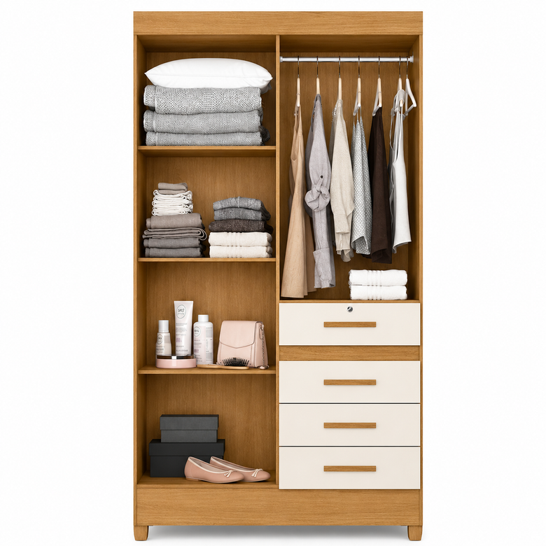 Guarda-Roupa De Solteiro Sobral 4 Portas 4 Gavetas Moval