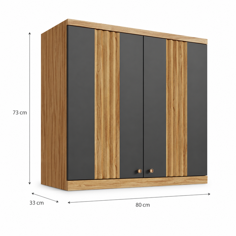 Armário Aéreo de Cozinha 2 Portas 80 Cm Canelado Sauvignon Ronipa