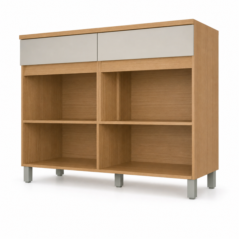Balcão de Cozinha 100% MDF Com Tampo 120cm 2 Portas 2 Gavetas Realeza Nesher