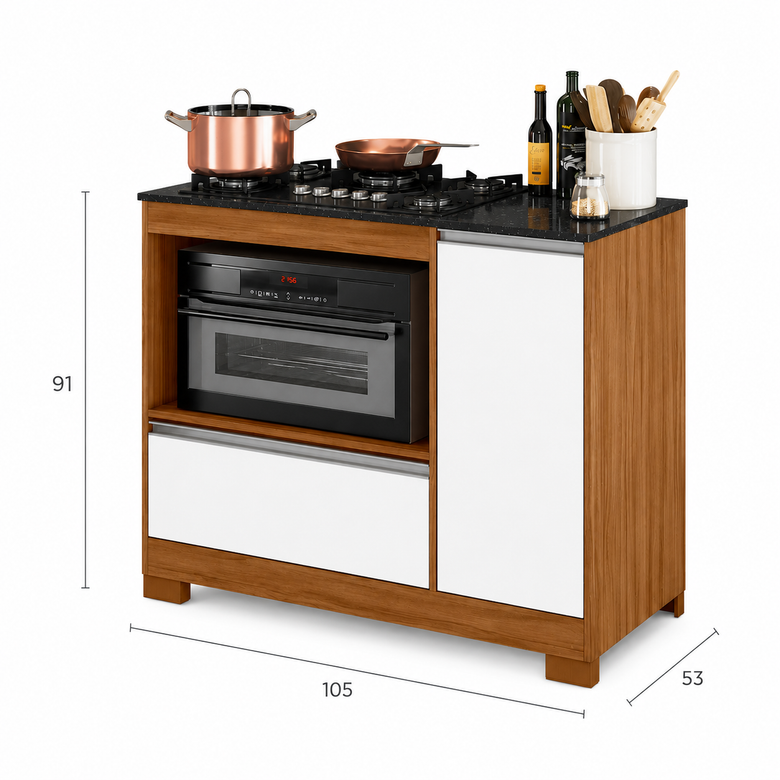 Balcão Cooktop Para Cozinha 1 Porta 1 Gaveta NT 3050 Notável
