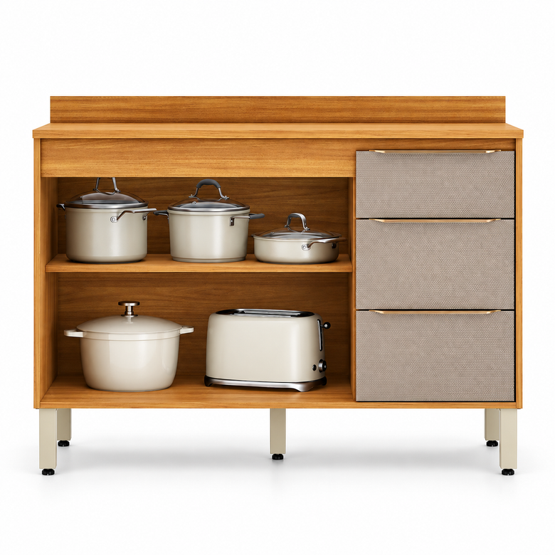 Balcão Para Cozinha 120cm 100% MDF Plena Demóbile
