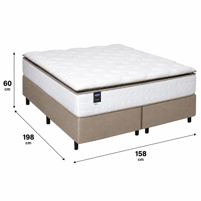 Cama Box Queen (Colchão + Base Bipartida) Molas Ensacadas Kings Gazin