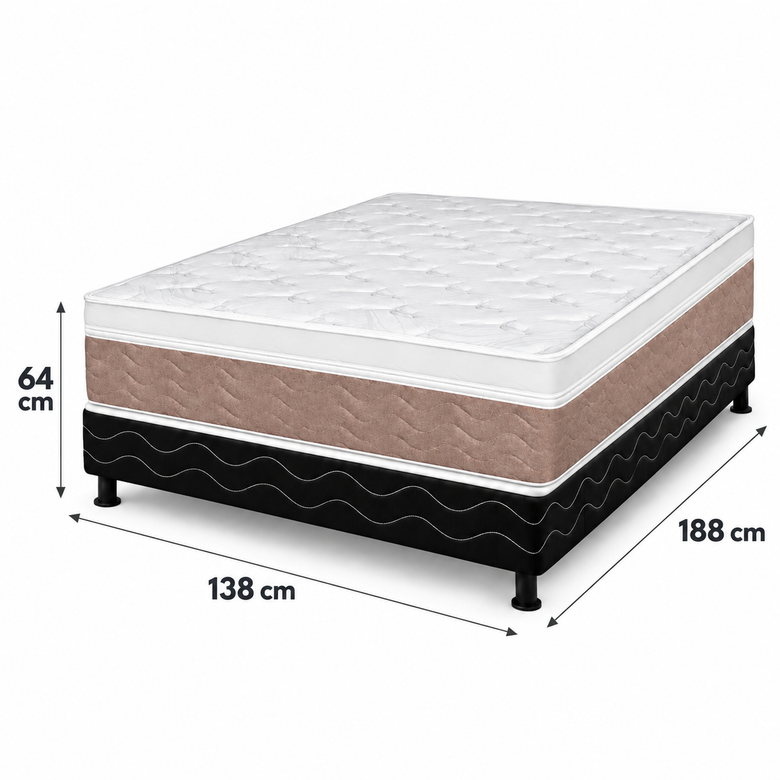 Cama Box Casal (Colchão + Base) Molas Ensacadas Majestic Visco Design