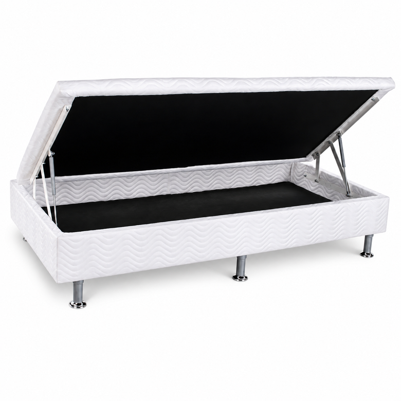 Cama Box Solteiro (Base Baú + Colchão D45) Ortobom