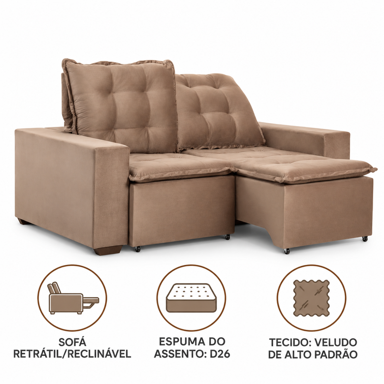 Sofá Retrátil/Reclinável 2 Lugares Dallas Marquês Estofados