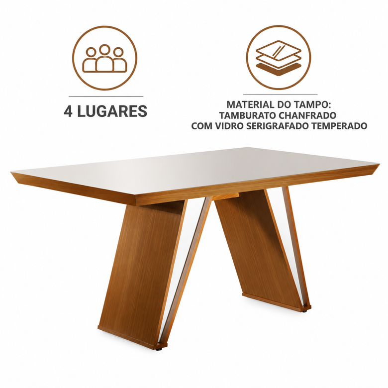 Mesa de Jantar 4 Lugares Ravena Lj Móveis