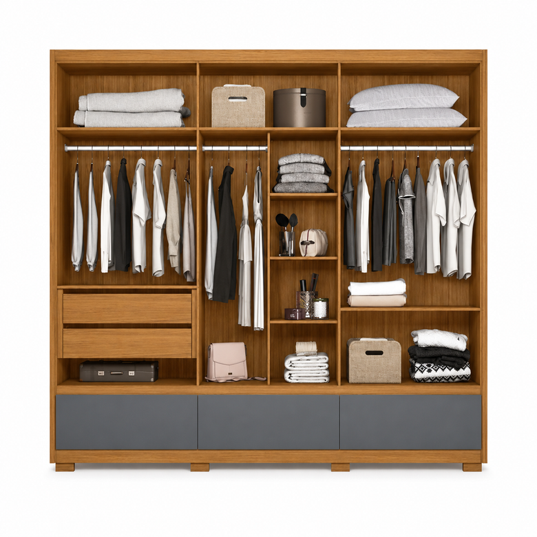 Guarda-Roupa Casal 6 Portas 5 Gavetas com Espelho Amazonas Moval