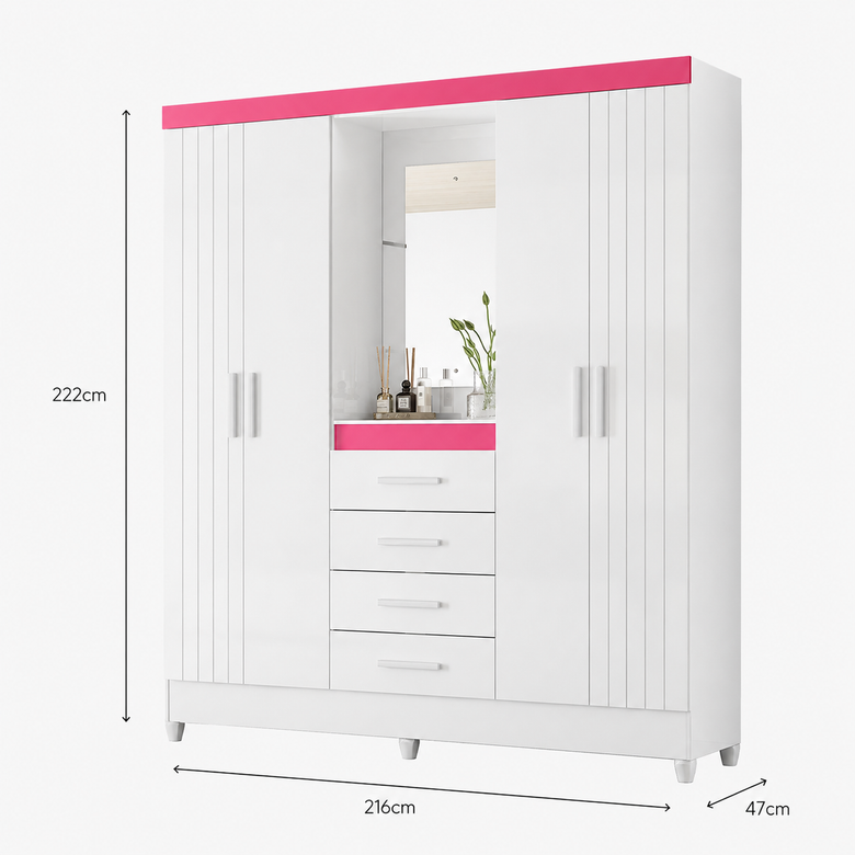 Guarda-Roupa Casal Atenas 4 Portas 4 Gavetas Moval