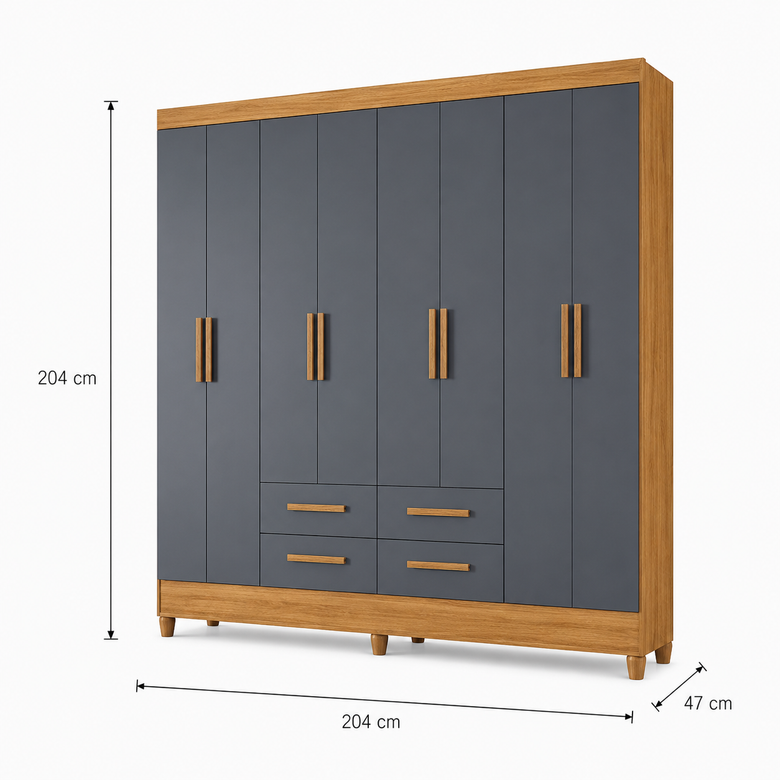 Guarda-Roupa Casal Florida 8 Portas 4 gavetas Moval