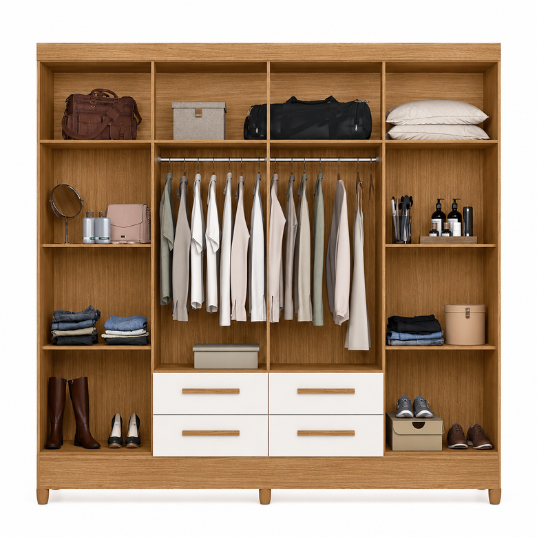 Guarda-Roupa Casal Florida 8 Portas 4 gavetas Moval