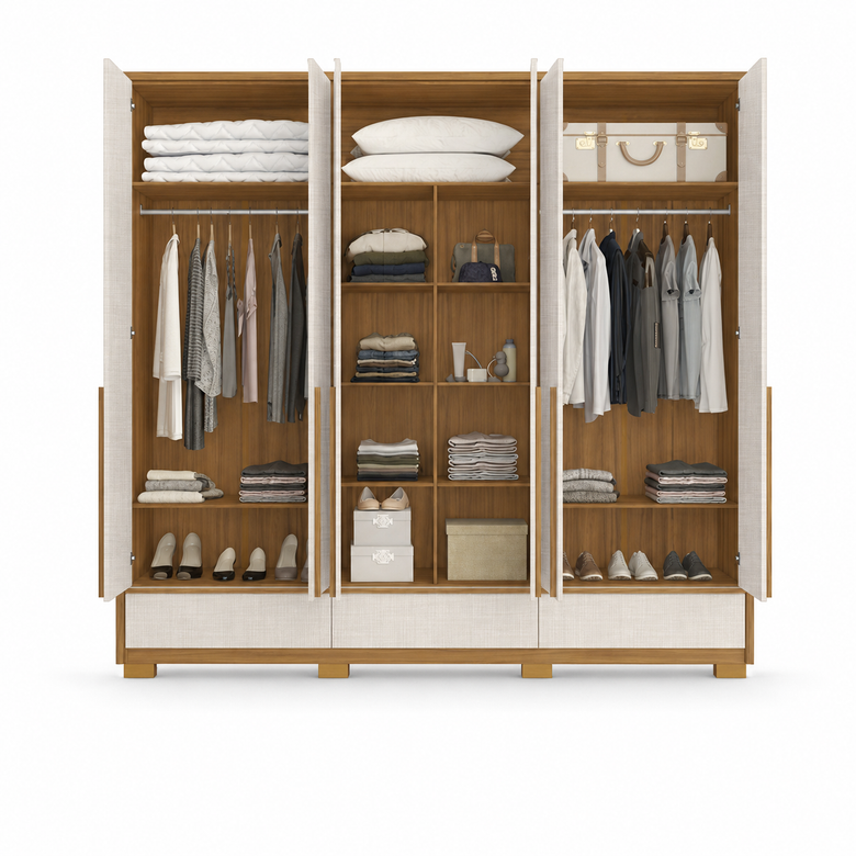 Guarda-Roupa Casal 100% MDF 6 Portas 3 Gavetas NT6035 Notável Móveis
