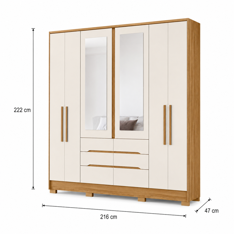 Guarda-Roupa Casal San Francisco 6 Portas 6 gavetas Moval