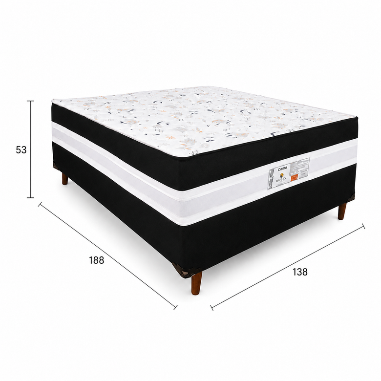 Cama Box Casal Conjugada D28 Ortomedic 138x188x53cm Bacetto