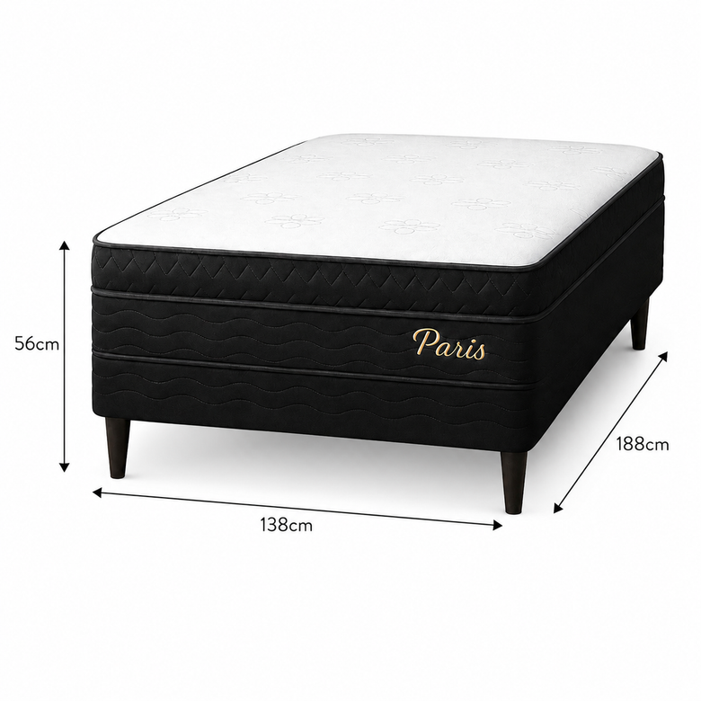 Cama Box Casal (Base + Colchão) Molas Ensacadas Paris Topazio