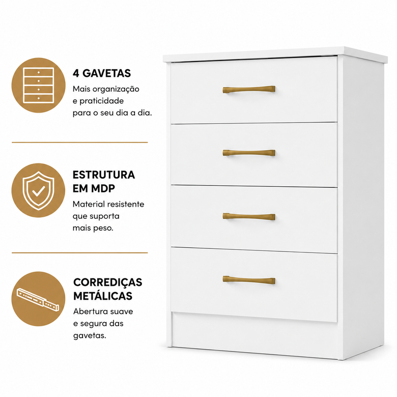 Cômoda 4 Gavetas MS913 Moval